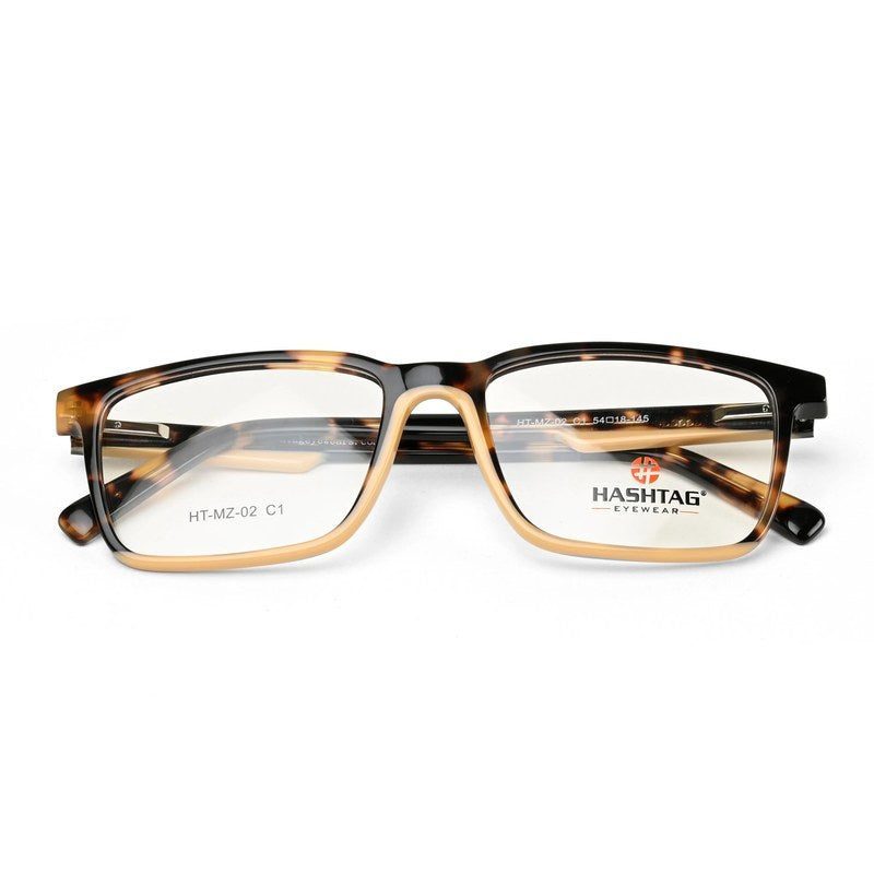 Frostar Havana Brown Texture Medium Full Rim Square with Spring Hinges Eyeglasses for Men & Women — Hashtag Eyewears