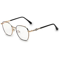 Frostis Black & Gold Small Full Rim Hexagonal Computer Glasses for Men & Women — Hashtag Eyewears
