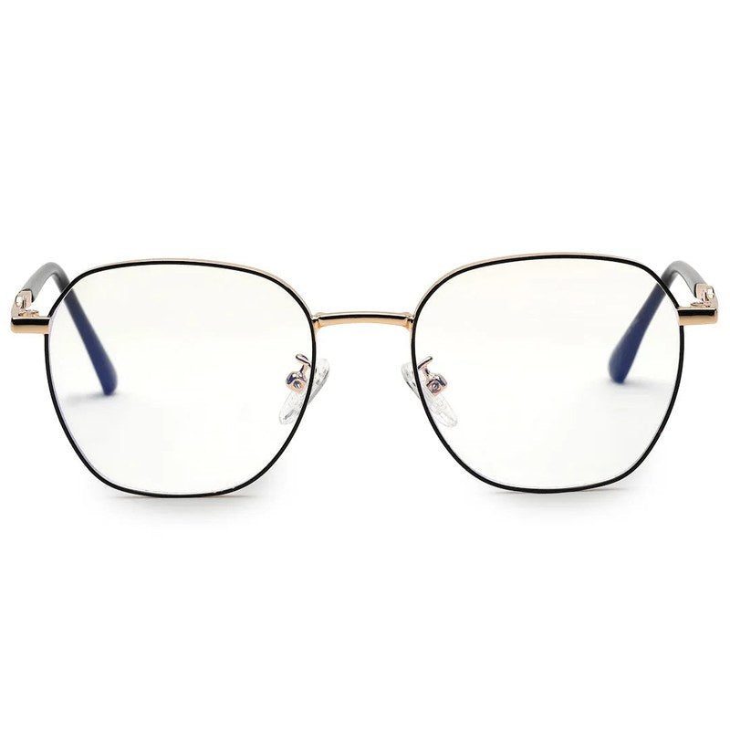 Frostis Black & Gold Small Full Rim Hexagonal Computer Glasses for Men & Women — Hashtag Eyewears