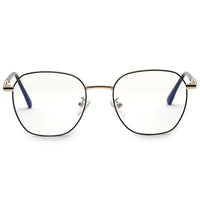 Frostis | Black & Gold Small Full Rim Hexagonal Computer Glasses for Men & Women [Blue Block]