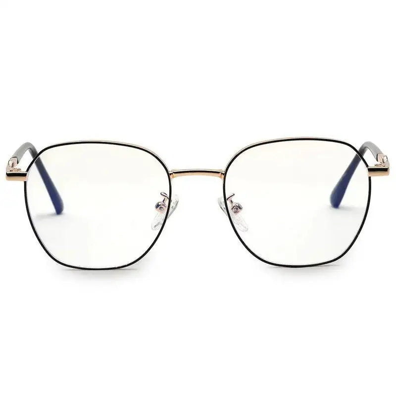 Frostis | Black & Gold Small Full Rim Hexagonal Computer Glasses for Men & Women [Blue Block]
