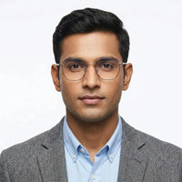 Frostis | Black & Gold Small Full Rim Hexagonal Computer Glasses for Men & Women [Blue Block]