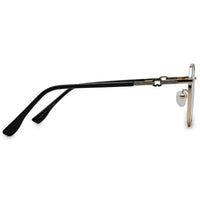Frostis | Black & Gold Small Full Rim Hexagonal Computer Glasses for Men & Women [Blue Block]