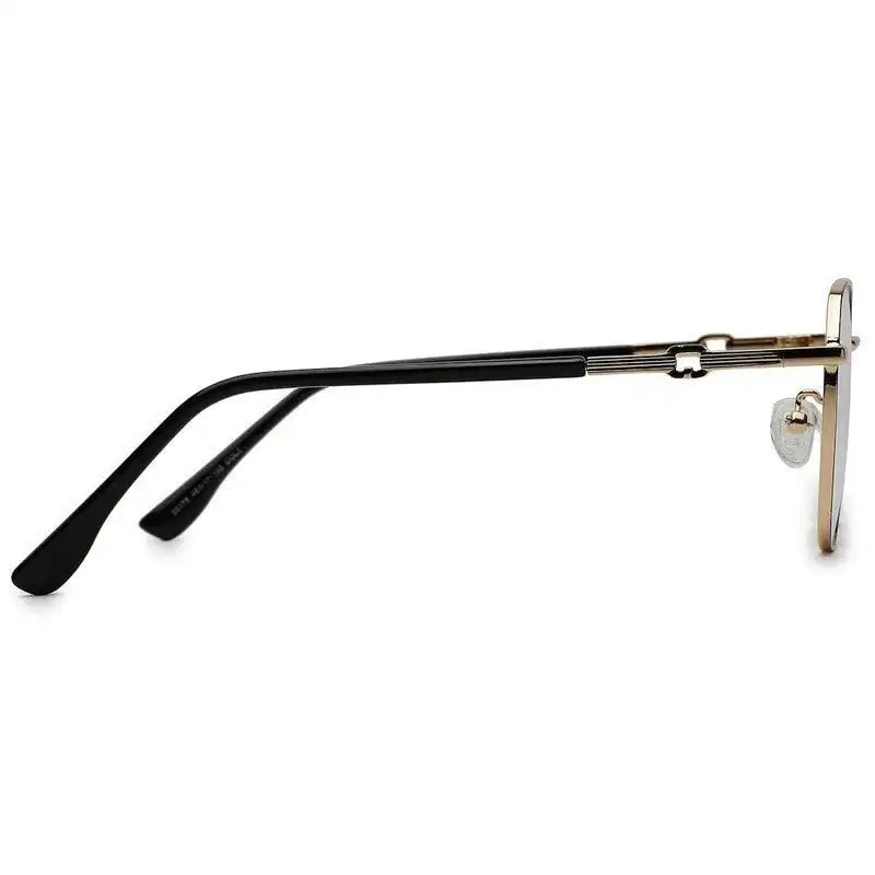 Frostis | Black & Gold Small Full Rim Hexagonal Computer Glasses for Men & Women [Blue Block]