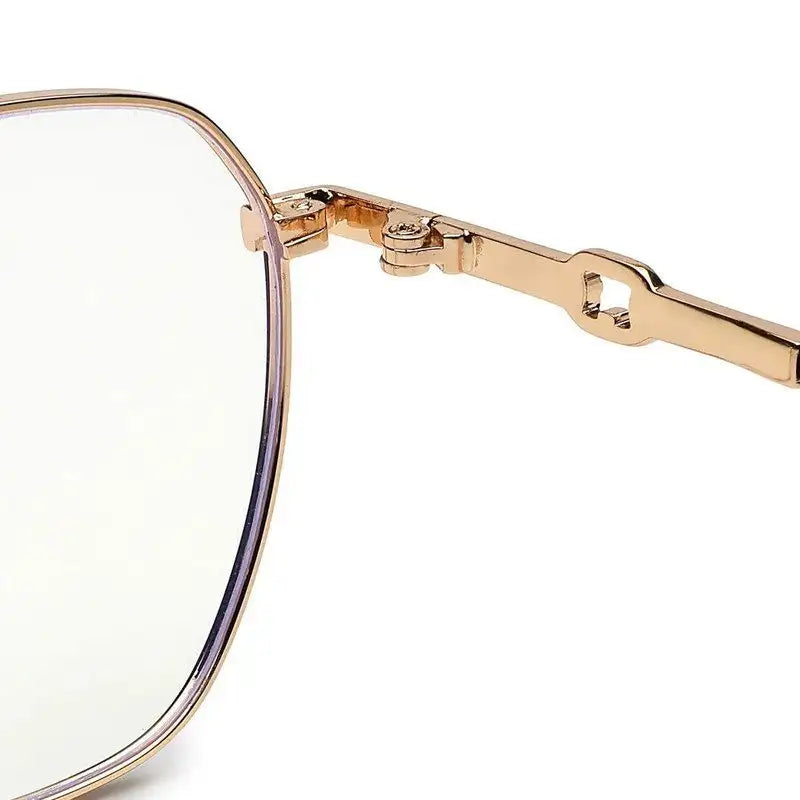 Frostis | Black & Gold Small Full Rim Hexagonal Computer Glasses for Men & Women [Blue Block]