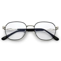 Frostis | Black & Silver Small Full Rim Hexagonal Computer Glasses for Men & Women [Blue Block]