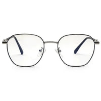 Frostis | Black & Silver Small Full Rim Hexagonal Computer Glasses for Men & Women [Blue Block]