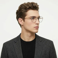Frostis | Black & Silver Small Full Rim Hexagonal Computer Glasses for Men & Women [Blue Block]