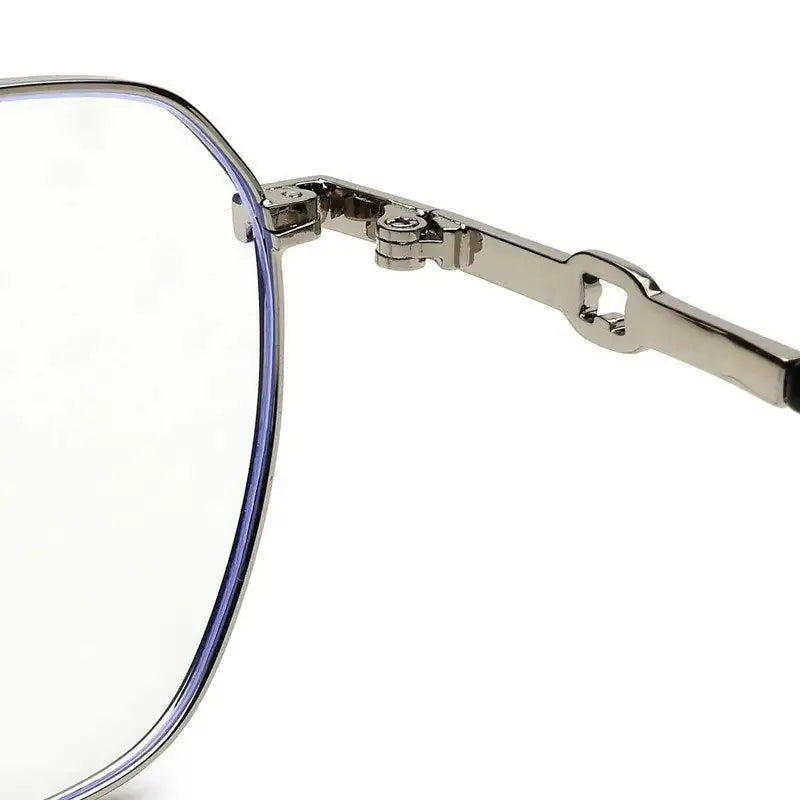 Frostis | Black & Silver Small Full Rim Hexagonal Computer Glasses for Men & Women [Blue Block]