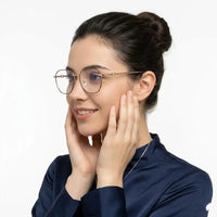 Frostis | Black & Silver Small Full Rim Hexagonal Computer Glasses for Men & Women [Blue Block]
