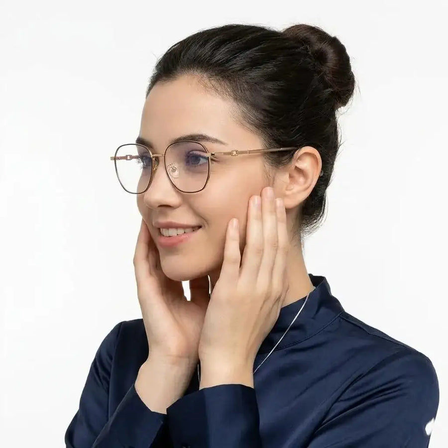 Frostis | Black & Silver Small Full Rim Hexagonal Computer Glasses for Men & Women [Blue Block]