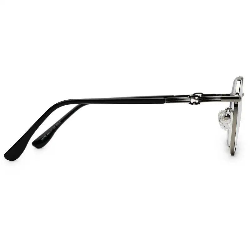 Frostis | Black & Silver Small Full Rim Hexagonal Computer Glasses for Men & Women [Blue Block]