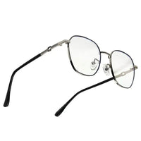 Frostis | Black & Silver Small Full Rim Hexagonal Computer Glasses for Men & Women [Blue Block]