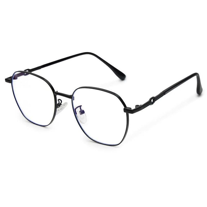 Frostis Black Small Full Rim Hexagonal Computer Glasses for Men & Women — Hashtag Eyewears