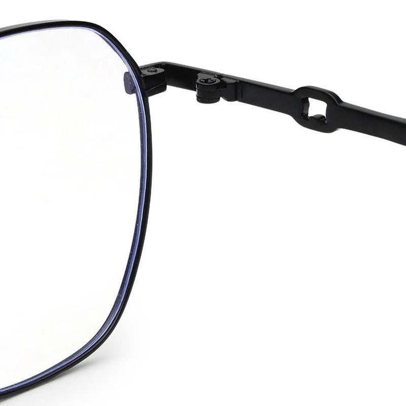 Frostis | Black Small Full Rim Hexagonal Computer Glasses for Men & Women [Blue Block]