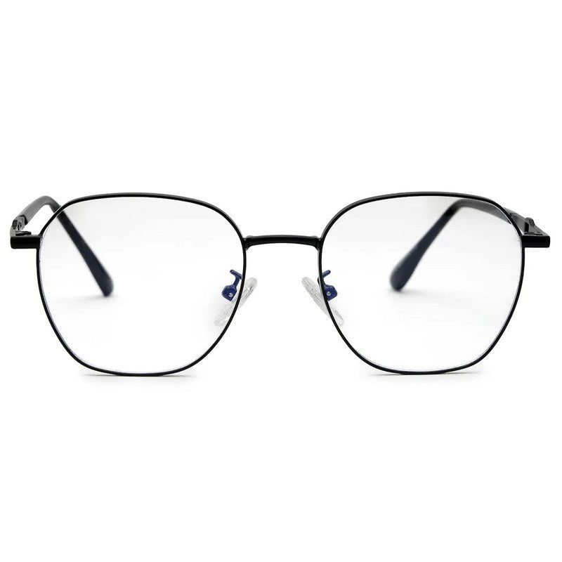 Frostis | Black Small Full Rim Hexagonal Computer Glasses for Men & Women [Blue Block]