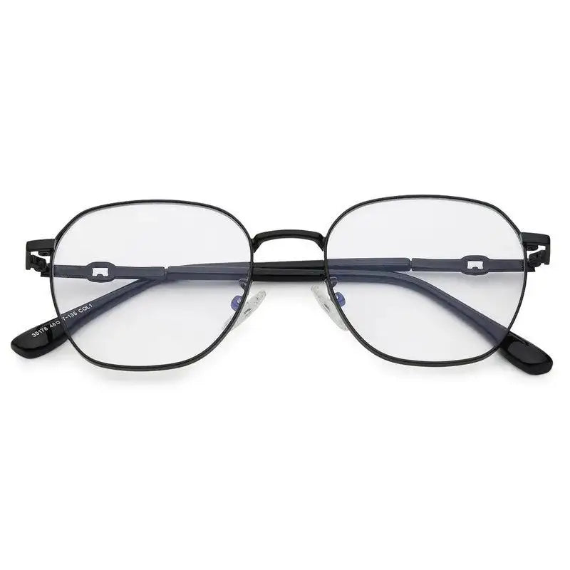 Frostis | Black Small Full Rim Hexagonal Computer Glasses for Men & Women [Blue Block]