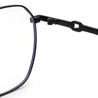 Frostis | Black Small Full Rim Hexagonal Computer Glasses for Men & Women [Blue Block]