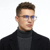 Frostis | Black Small Full Rim Hexagonal Computer Glasses for Men & Women [Blue Block]