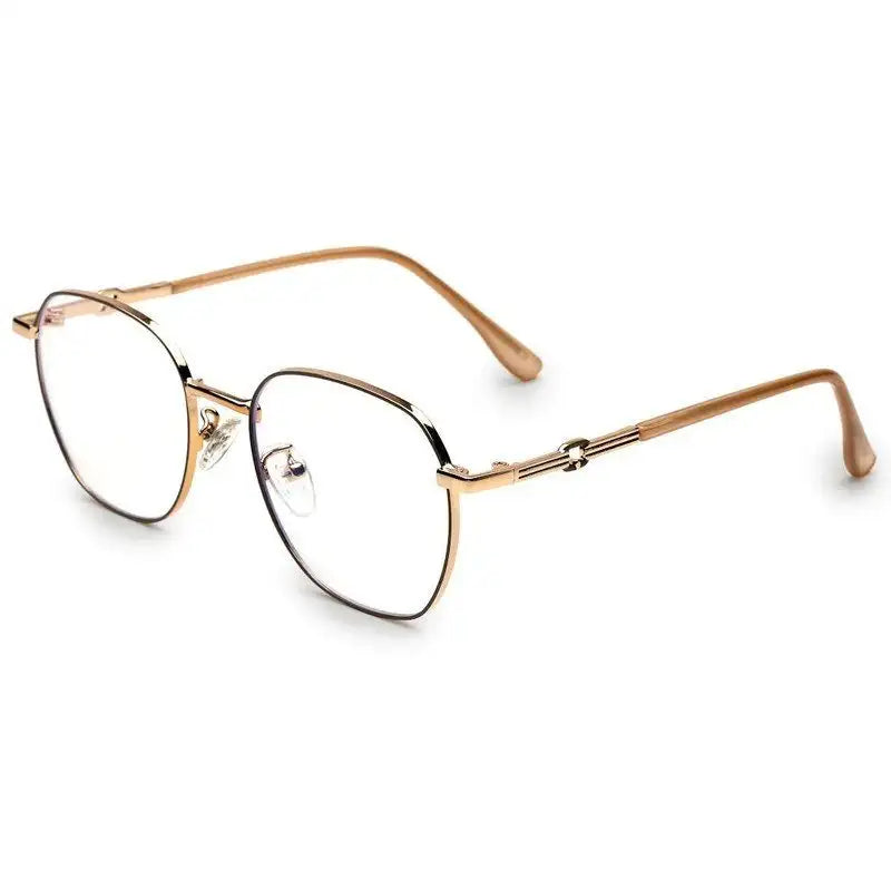 Frostis | Golden Small Full Rim Hexagonal Computer Glasses for Men & Women [Blue Block]
