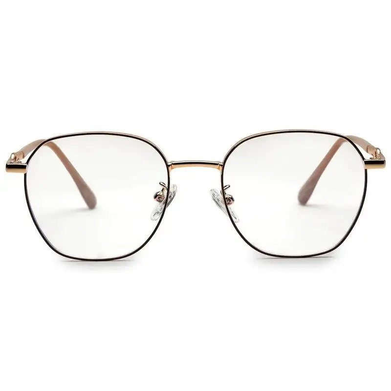 Frostis | Golden Small Full Rim Hexagonal Computer Glasses for Men & Women [Blue Block]