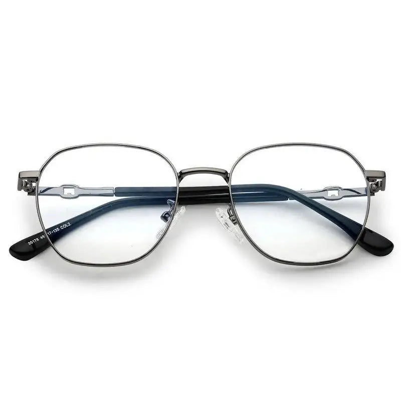 Frostis | Grey Small Full Rim Hexagonal Computer Glasses for Men & Women [Blue Block]