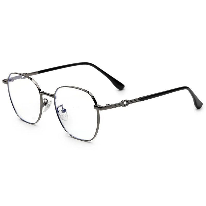 Frostis Grey Small Full Rim Hexagonal Computer Glasses for Men & Women — Hashtag Eyewears