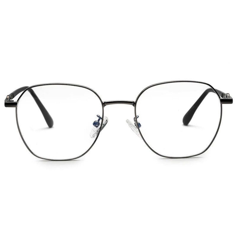 Frostis | Grey Small Full Rim Hexagonal Computer Glasses for Men & Women [Blue Block]