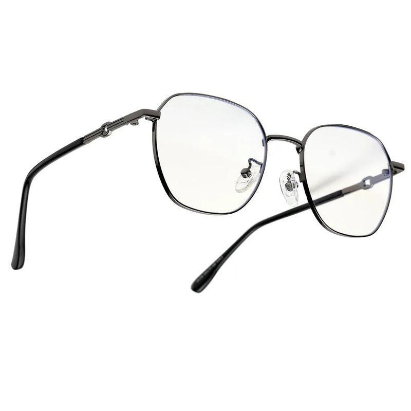 Frostis | Grey Small Full Rim Hexagonal Computer Glasses for Men & Women [Blue Block]