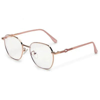 Frostis | Rose Gold Small Full Rim Hexagonal Computer Glasses for Men & Women [Blue Block]