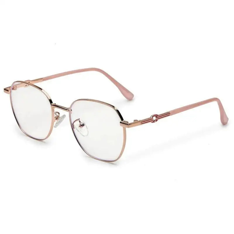 Frostis | Rose Gold Small Full Rim Hexagonal Computer Glasses for Men & Women [Blue Block]