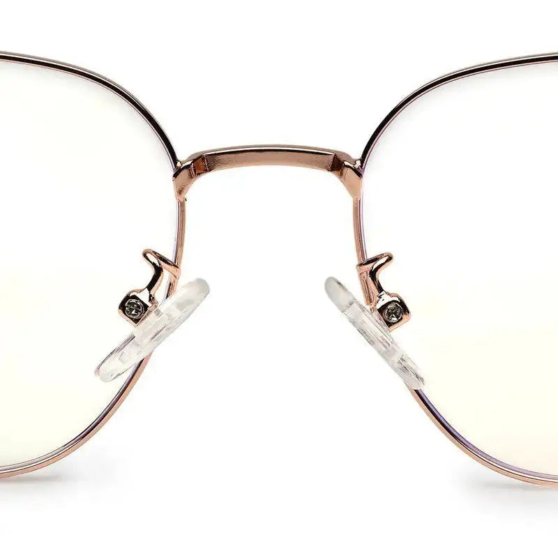 Frostis | Rose Gold Small Full Rim Hexagonal Computer Glasses for Men & Women [Blue Block]