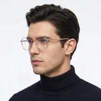 Frostis | Rose Gold Small Full Rim Hexagonal Computer Glasses for Men & Women [Blue Block]
