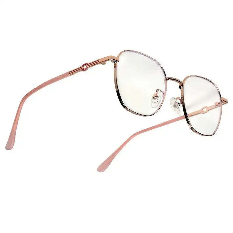 Frostis | Rose Gold Small Full Rim Hexagonal Computer Glasses for Men & Women [Blue Block]