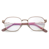 Frostis | Rose Gold Small Full Rim Hexagonal Computer Glasses for Men & Women [Blue Block]