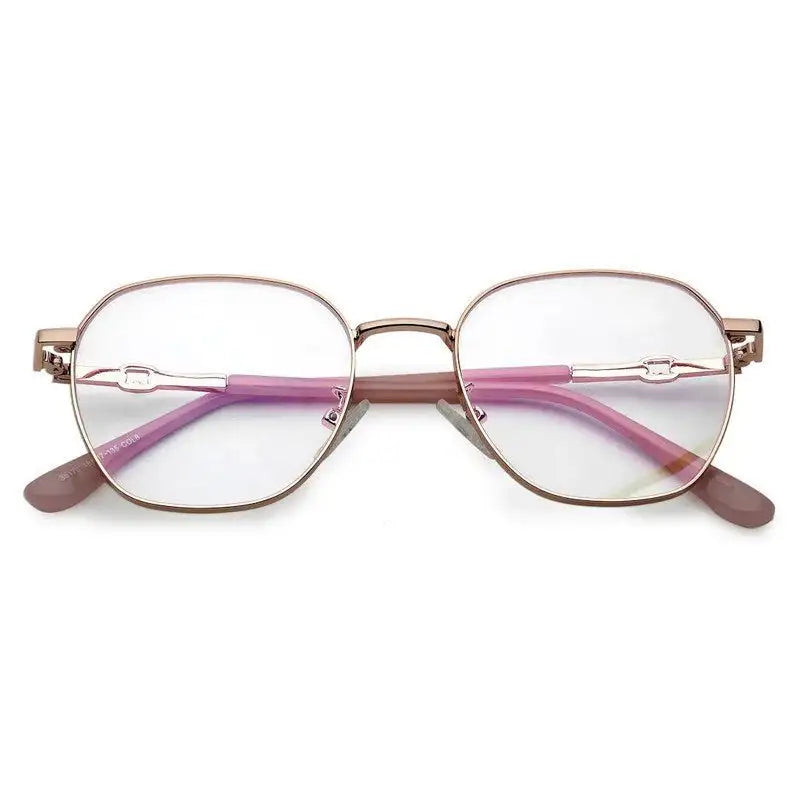 Frostis | Rose Gold Small Full Rim Hexagonal Computer Glasses for Men & Women [Blue Block]
