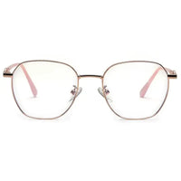 Frostis | Rose Gold Small Full Rim Hexagonal Computer Glasses for Men & Women [Blue Block]