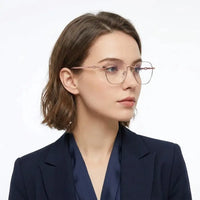 Frostis | Rose Gold Small Full Rim Hexagonal Computer Glasses for Men & Women [Blue Block]