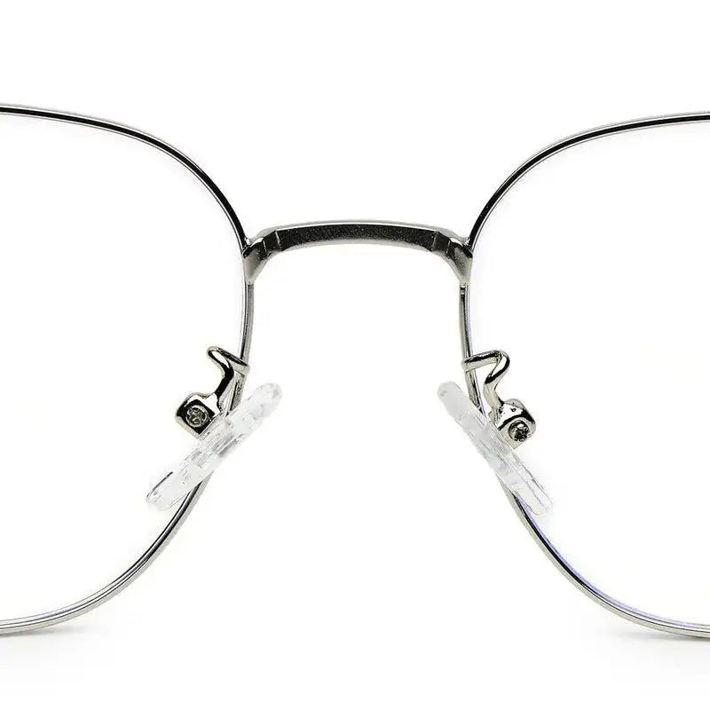 Frostis | Silver & Purple Small Full Rim Hexagonal Computer Glasses for Men & Women [Blue Block]