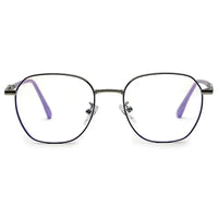 Frostis | Silver & Purple Small Full Rim Hexagonal Computer Glasses for Men & Women [Blue Block]