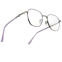 Frostis | Silver & Purple Small Full Rim Hexagonal Computer Glasses for Men & Women [Blue Block]