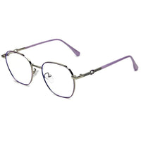 Frostis Silver & Purple Small Full Rim Hexagonal Computer Glasses for Men & Women — Hashtag Eyewears