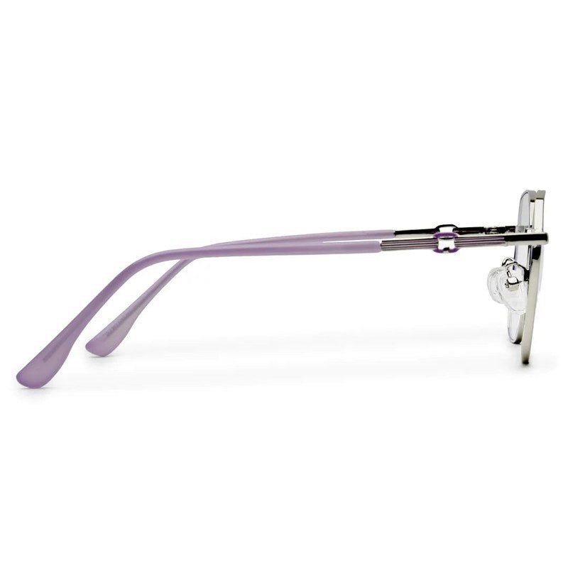 Frostis Silver & Purple Small Full Rim Hexagonal Computer Glasses for Men & Women — Hashtag Eyewears