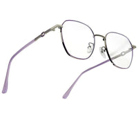 Frostis Silver & Purple Small Full Rim Hexagonal Computer Glasses for Men & Women — Hashtag Eyewears