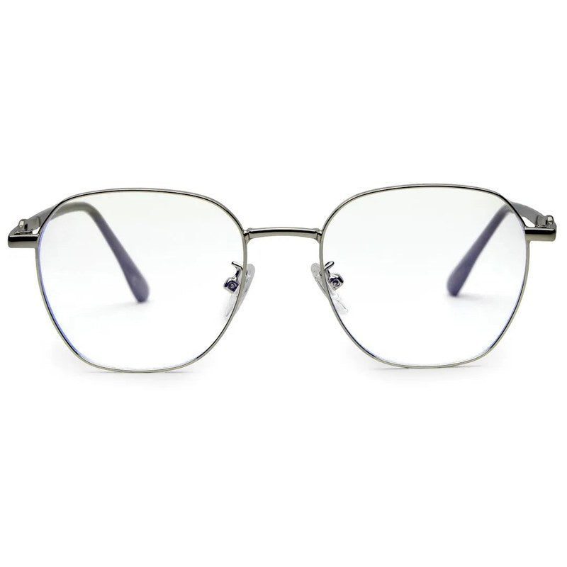 Frostis | Silver Small Full Rim Hexagonal Computer Glasses for Men & Women [Blue Block]