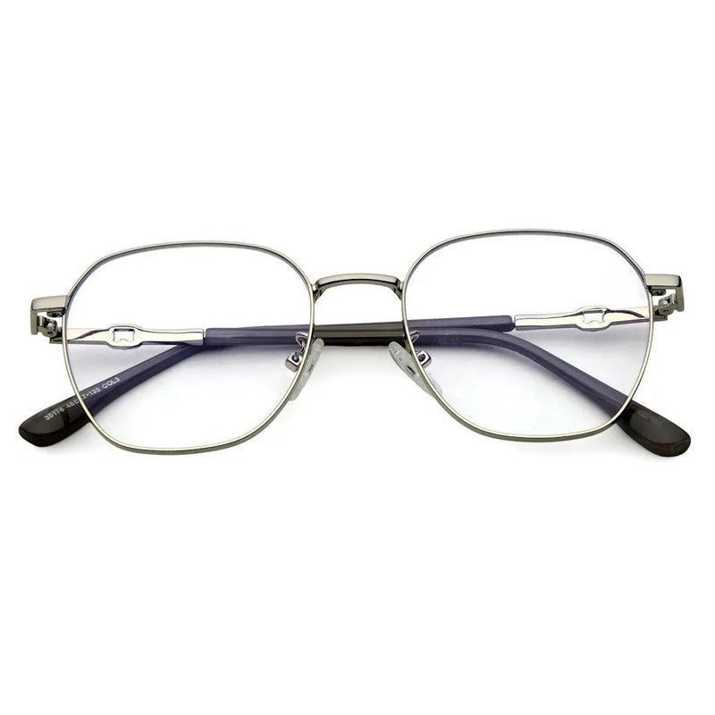 Frostis | Silver Small Full Rim Hexagonal Computer Glasses for Men & Women [Blue Block]