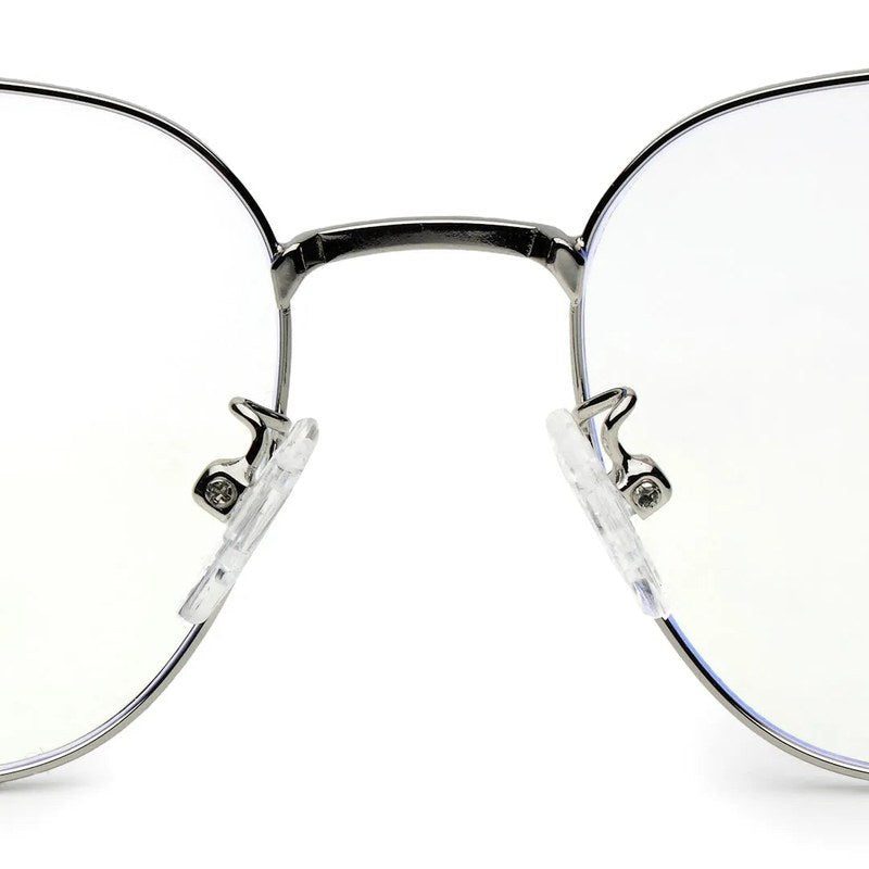 Frostis Silver Small Full Rim Hexagonal Computer Glasses for Men & Women — Hashtag Eyewears