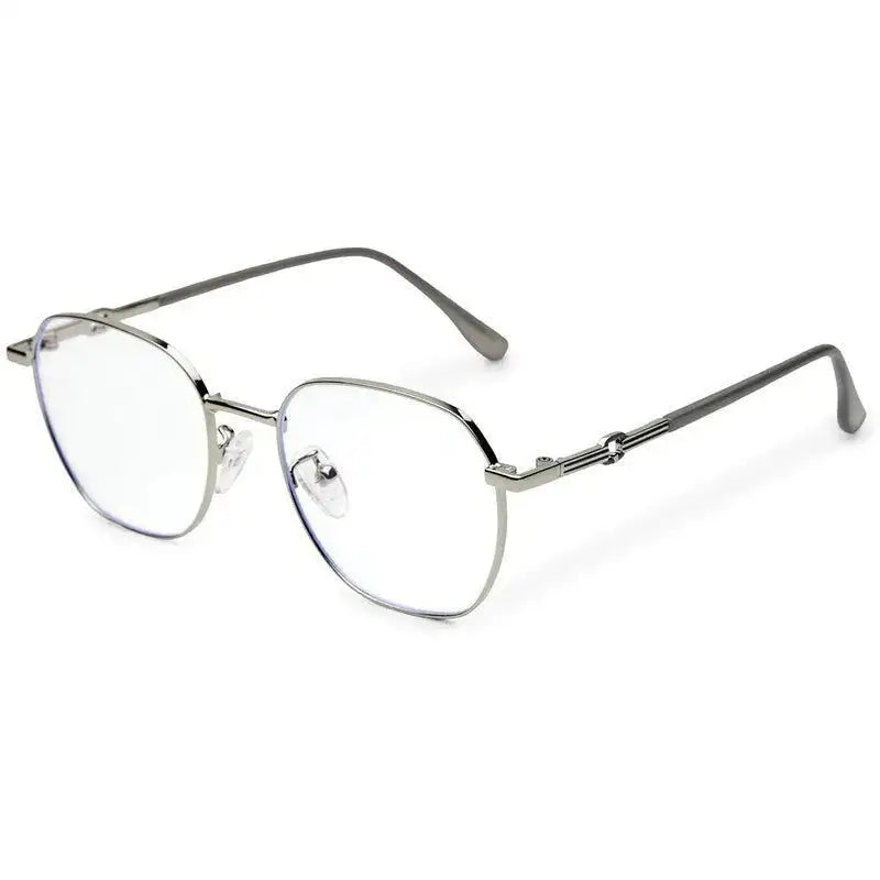 Frostis | Silver Small Full Rim Hexagonal Computer Glasses for Men & Women [Blue Block]