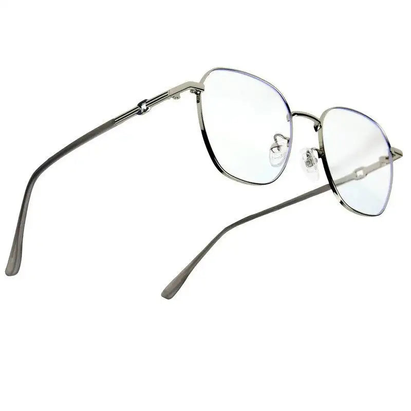 Frostis | Silver Small Full Rim Hexagonal Computer Glasses for Men & Women [Blue Block]