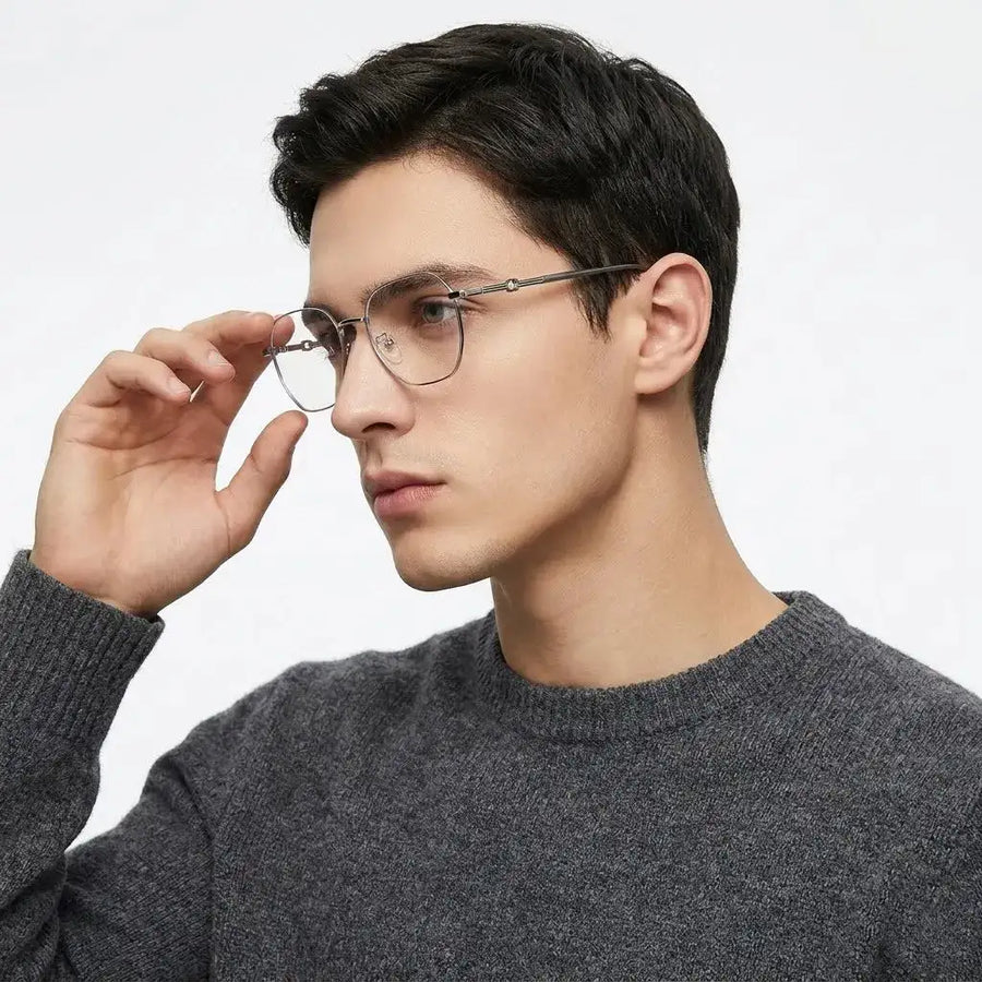 Frostis | Silver Small Full Rim Hexagonal Computer Glasses for Men & Women [Blue Block]
